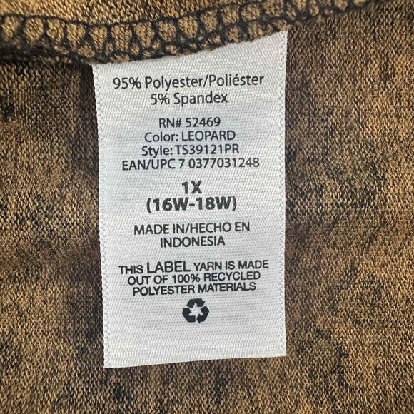 Time & Tru Women’s Leopard Print Peplum Top Size 1X - Picture 9 of 12